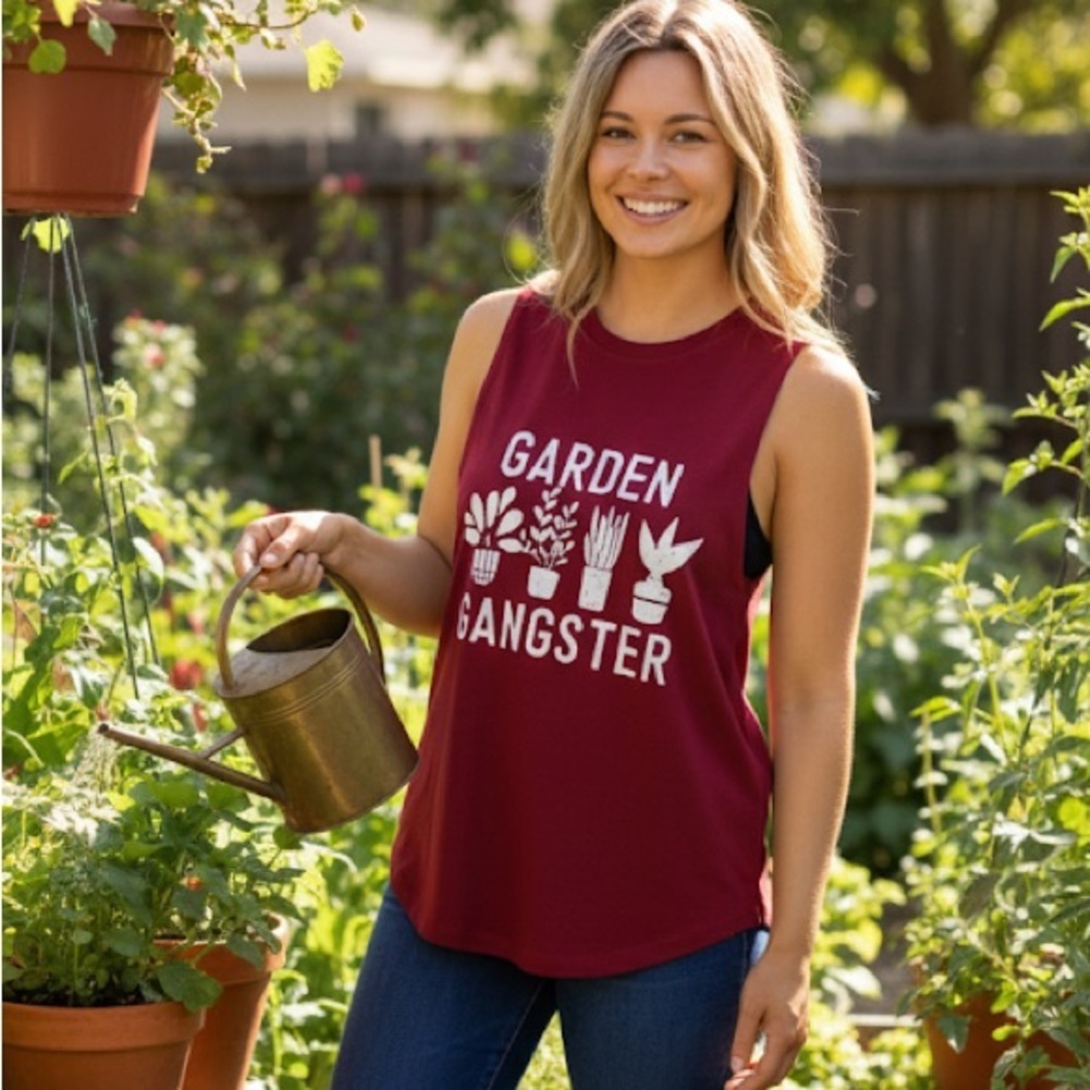 Red Sleeveless 'Garden Gangster' Top